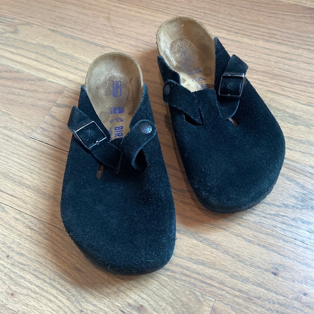 Birkenstock Boston Clogs - Black Suede